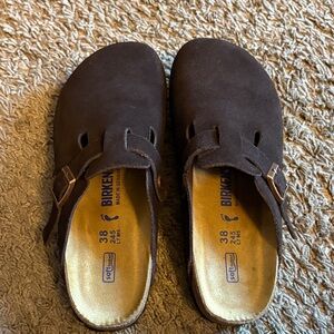 Birkenstock Dark Brown Suede Slip-Ons